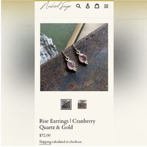 BNWT Cranberry Quartz & Gold Rise Earrings